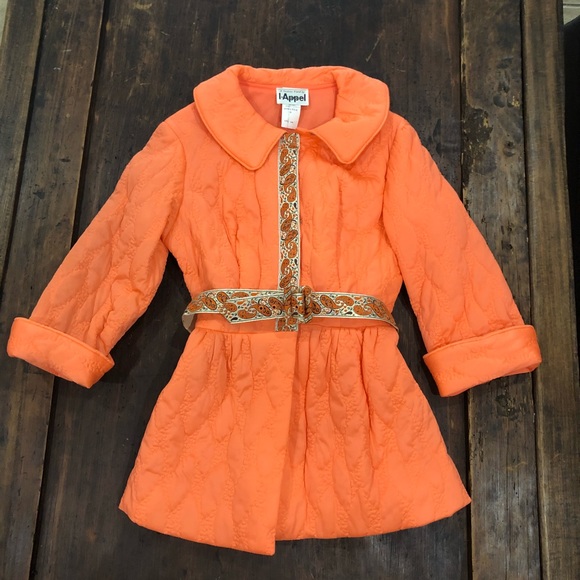 Vintage 60’s /70’s girls tangerine belted coat!! L - Picture 5 of 8